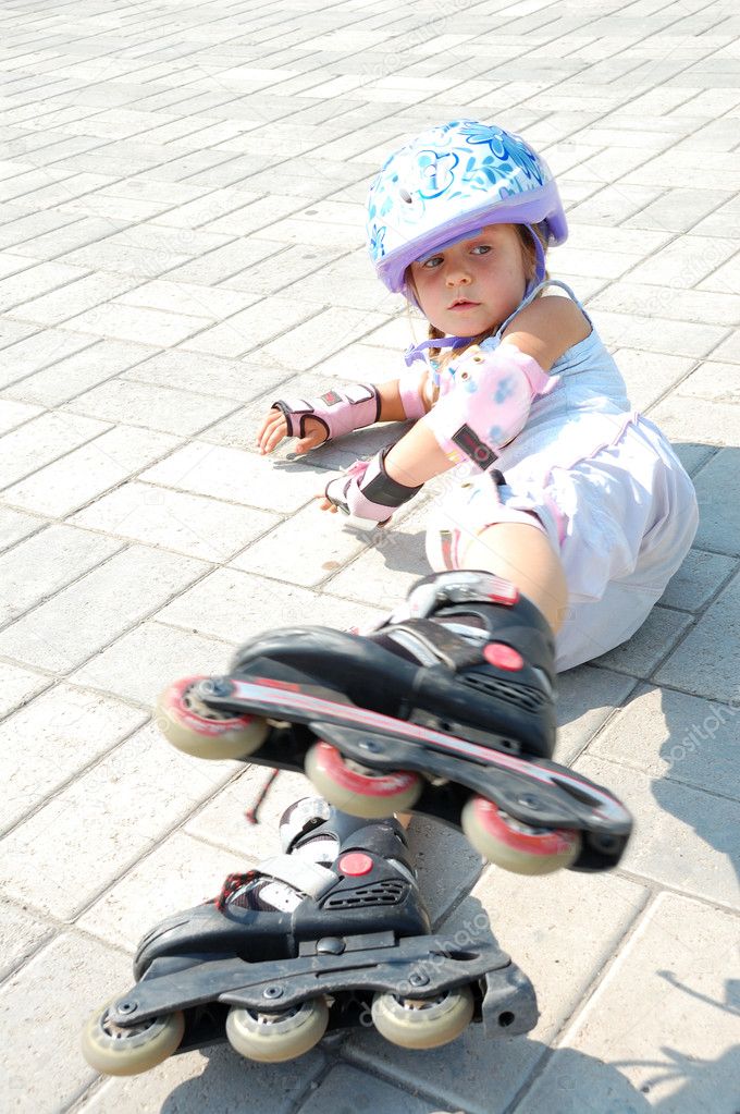 young woman with roller skates 