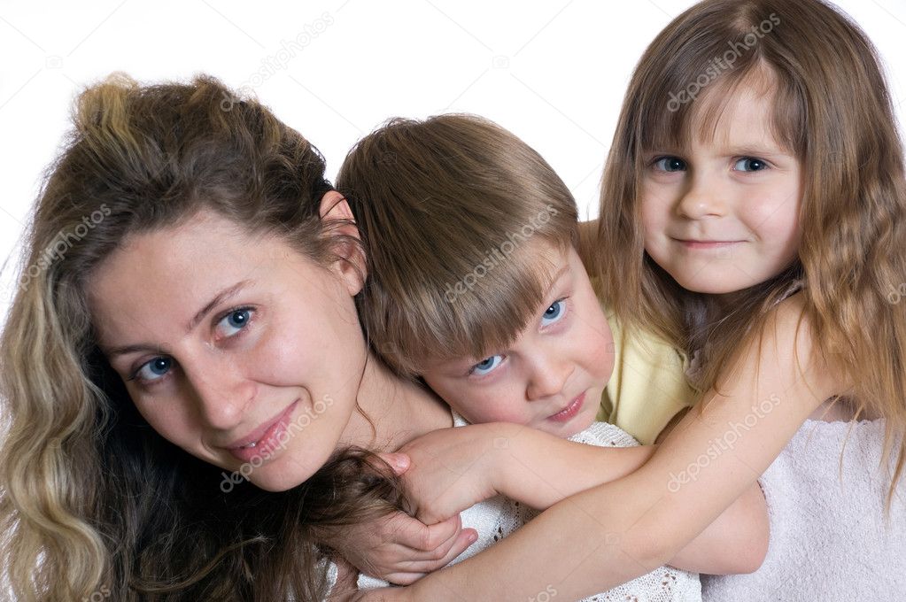 portrait of two happy young women with their children 
