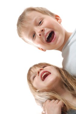 Happy laughing children friends clipart