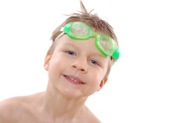 Child with goggles clipart