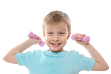 Cheerful exercising boy clipart