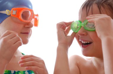 Kids with goggles clipart