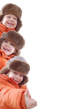 Orange winter team family clipart