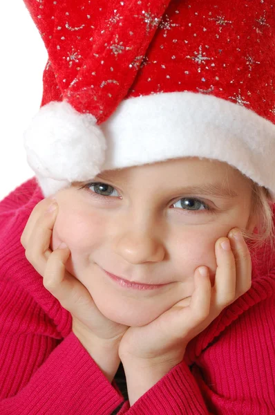 Aranyos kis mosolygó santa lány — Stock Fotó