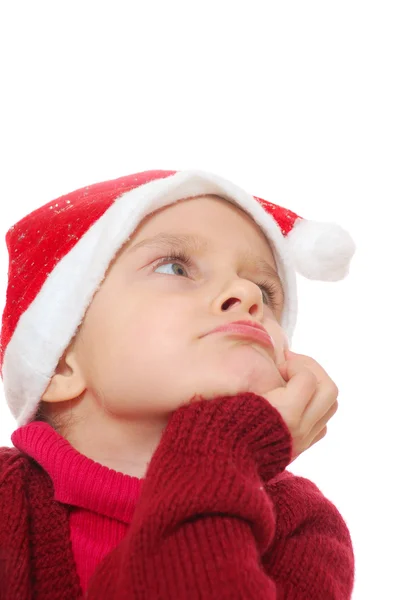 Santa dromerige kind meisje — Stockfoto