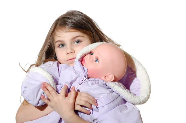 人形を持つ少女 — ストック写真