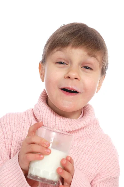 Fogyasztói tej lány — Stock Fotó
