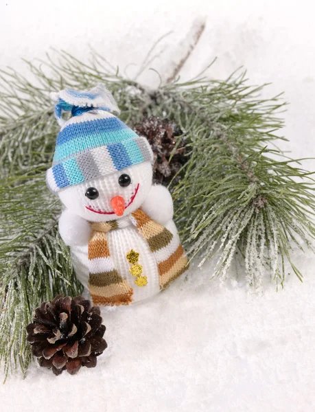 Snowman Hat Scarf Christmas Tree — 스톡 사진