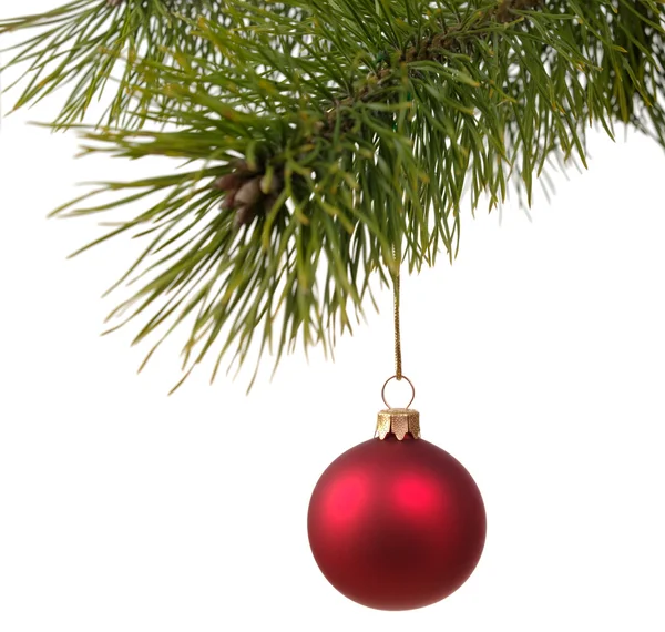 Arbre Noël Avec Des Boules Isolées Sur Fond Blanc — Photo