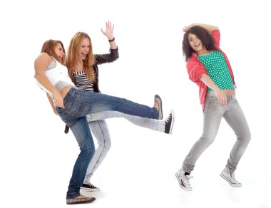 Young teen girl posing on white. Is not clipart