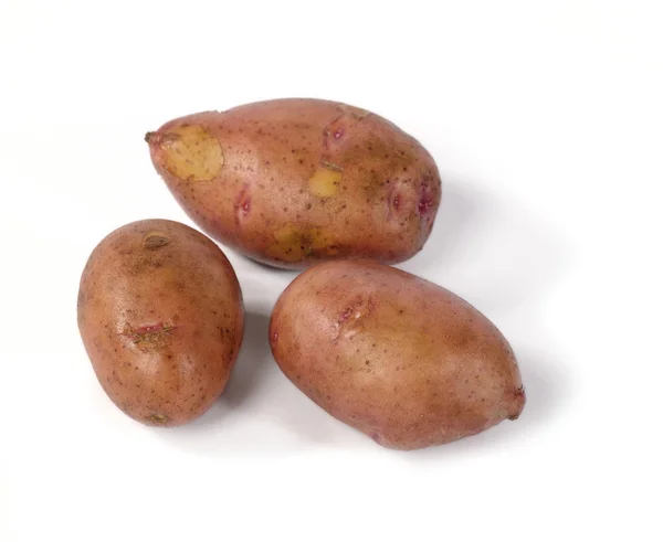 Batatas cruas frescas no fundo branco w — Fotografia de Stock
