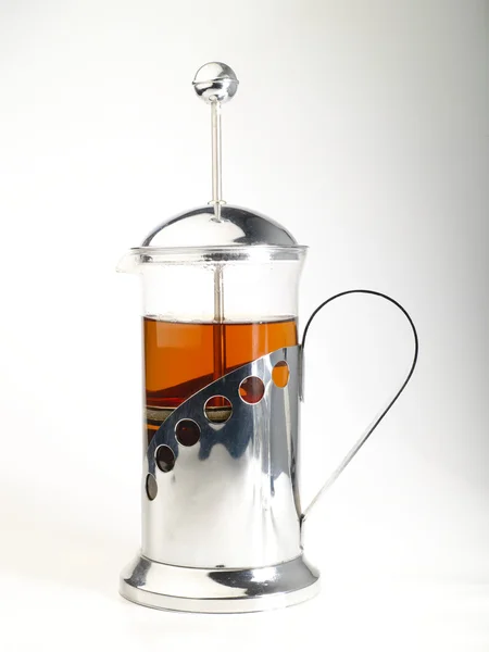 French-press with tea — Stock Photo, Image
