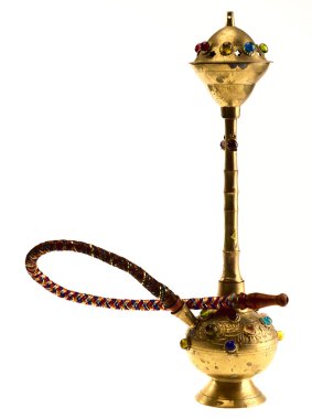 Vintage Indian hookah on white backgroun clipart