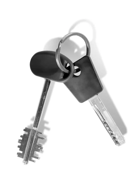 Par de chaves no anel. isolado com — Fotografia de Stock