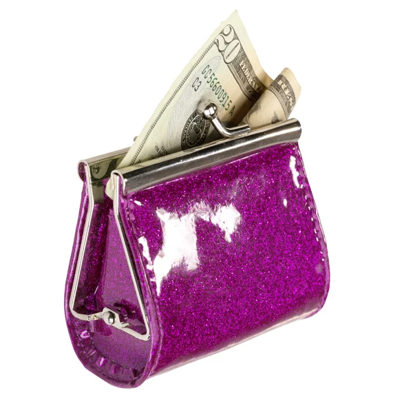 En liten plånbok med tjugo dollar och — Stockfoto