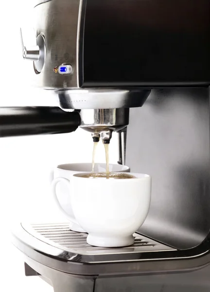 Kávovar s dvěma šálek kávy — Stock fotografie