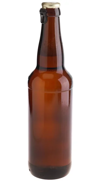 One bottle with lite beer. Isolated on w — Stock Photo, Image