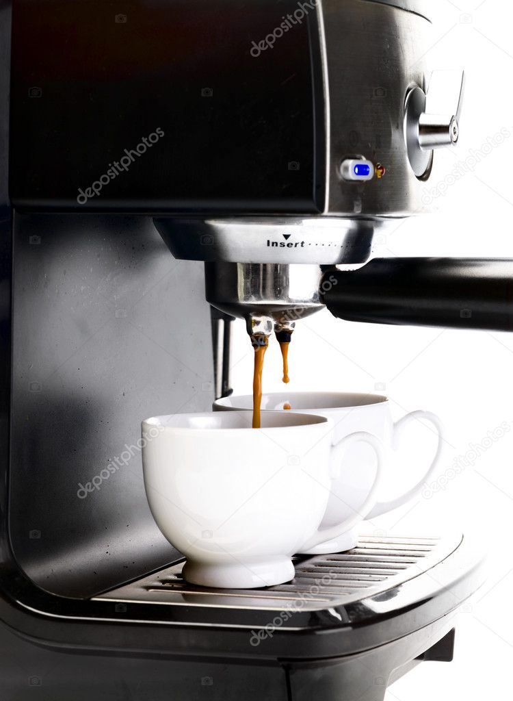 Coffee machine with two cup of coffee