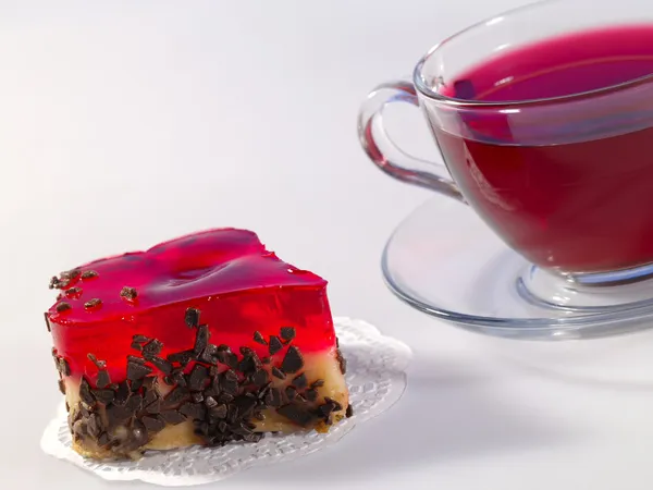 Hibiscus kruiden thee in glas met fa cup — Stockfoto