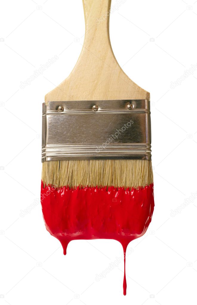 Paint brush with color drop. isolated on