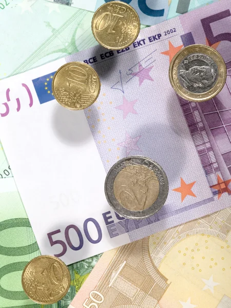 Money background from euro banknotes and — Stock Photo, Image