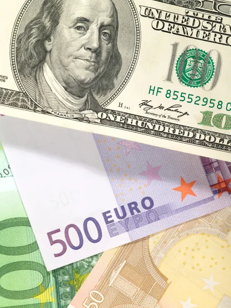 Денежный фон от долларов и евро b — стоковое фото