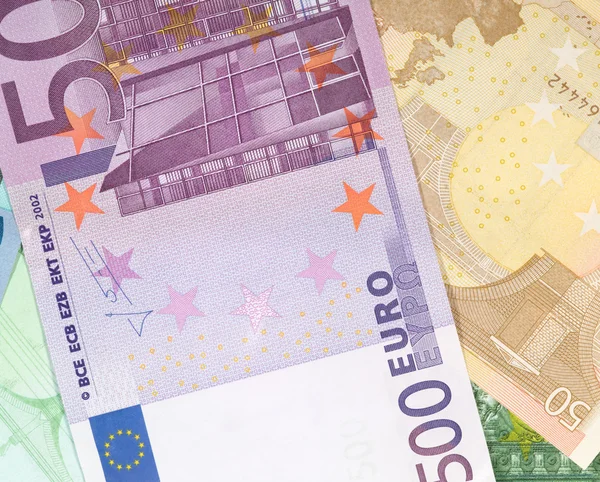 Денежный фон от банкнот евро — стоковое фото