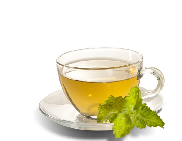 Ontbijt-stilleven. groene thee met fr — Stockfoto