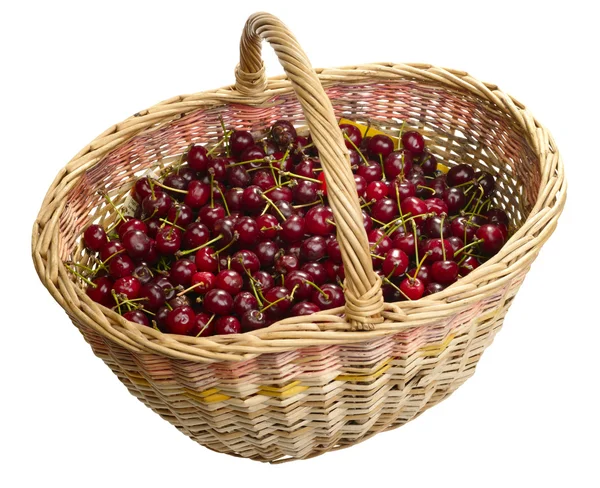 Magic basket with cherry. Isolated on wh — Stock Photo, Image
