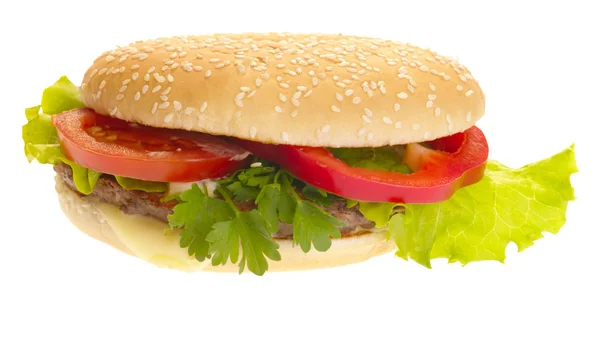 stock image Hamburger with vegetables. isolated with