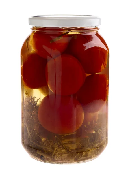 Home Preserves. Tomatoes. Isolated on wh — Stock Photo, Image