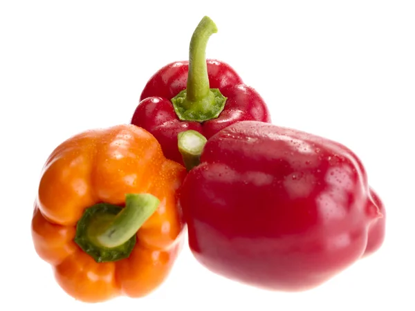 Verse smakelijke paprika's op witte achtergrond. — Stockfoto