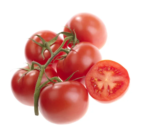 Čerstvá rajčata chutná na bílém pozadí — Stock fotografie
