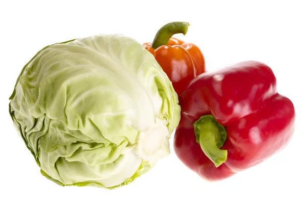 Fresh tasty vegetables on white backgrou — Stock Photo, Image