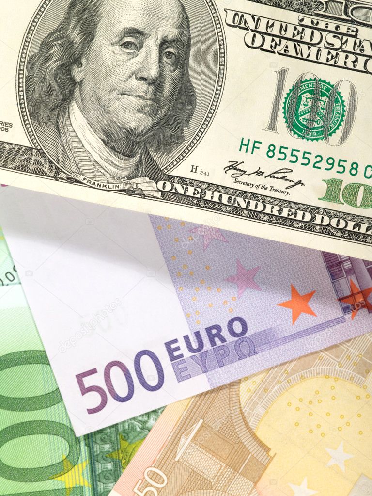 Money background from dollars and euro b