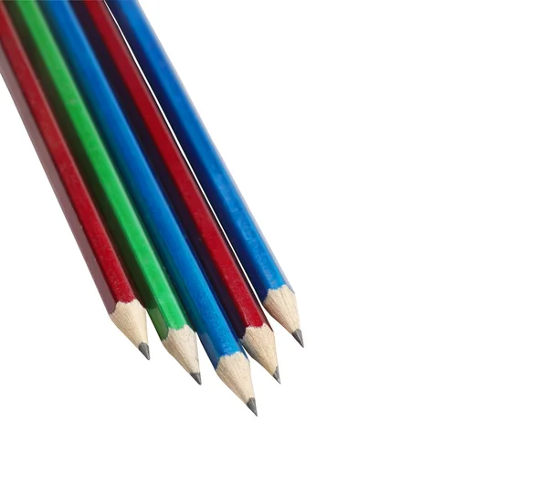 Vit bakgrund med colorfull pennor — Stockfoto
