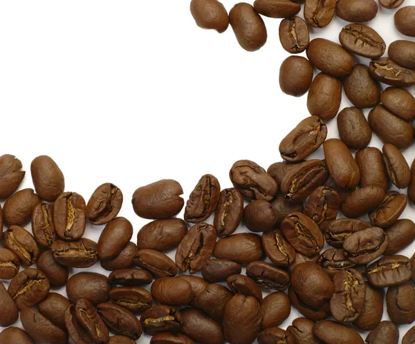 Form från kaffebönor på vit — Stockfoto