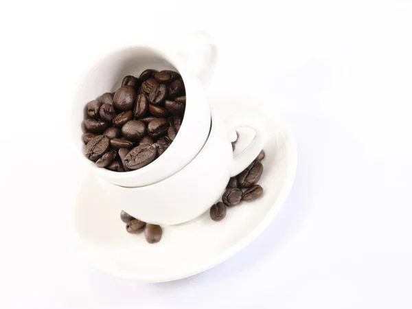 İki fincan kahve bean plakalı Tarih — Stok fotoğraf