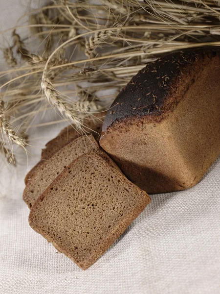 Země Zátiší s čerstvým chlebem — Stock fotografie