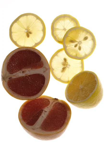 음식 배경으로 레몬 과일 슬라이스 — 스톡 사진