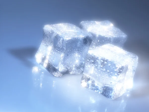 Cubo de hielo y gotas de agua — Foto de Stock
