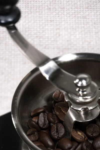 Coffee grinder with beans — Stock Photo, Image