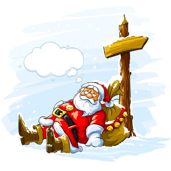 Christmas santa claus slapen in de buurt van de — Stockvector