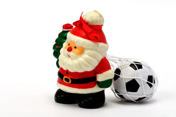Santa claus whit voetbal — Stockfoto