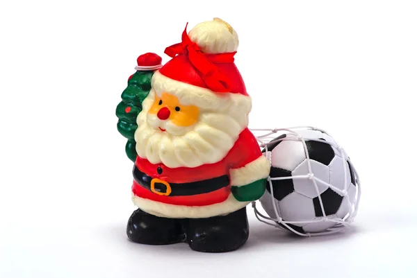 Santa claus whit voetbal — Stockfoto