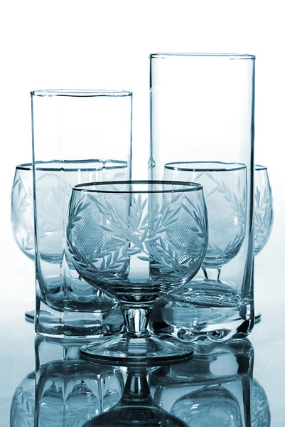 Azurová nápojové sklo — Stock fotografie