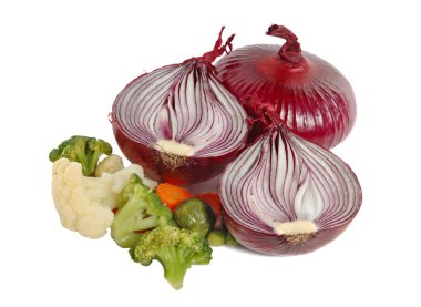 Spanish red onion and different vegetabl clipart