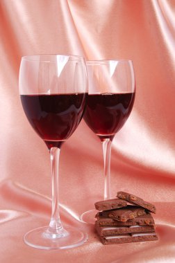 Two glasses with red wine clipart