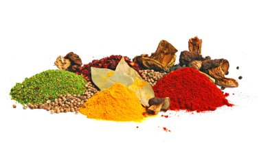 Piles of color spices clipart