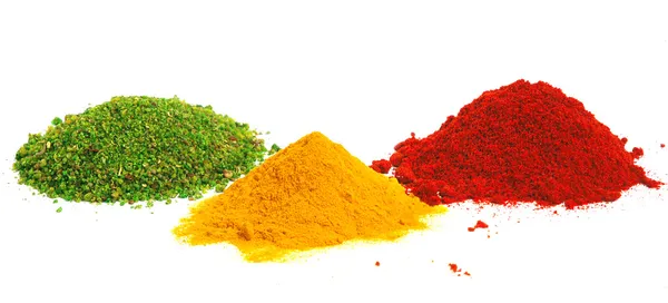 Högar av färg kryddor — Stockfoto